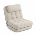 Silla plegable de lino beige con respaldo ajustable