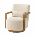 Silla con Brazos de Madera y Tapizado en Poliéster Crema