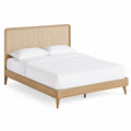 Cama de matrimonio de madera y ratán 200x160 cm