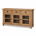 Aparador de madera con puertas de vidrio templado 150x40x80 cm