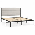 Cama con cabecero de tela beige y estructura de metal 200x160 cm