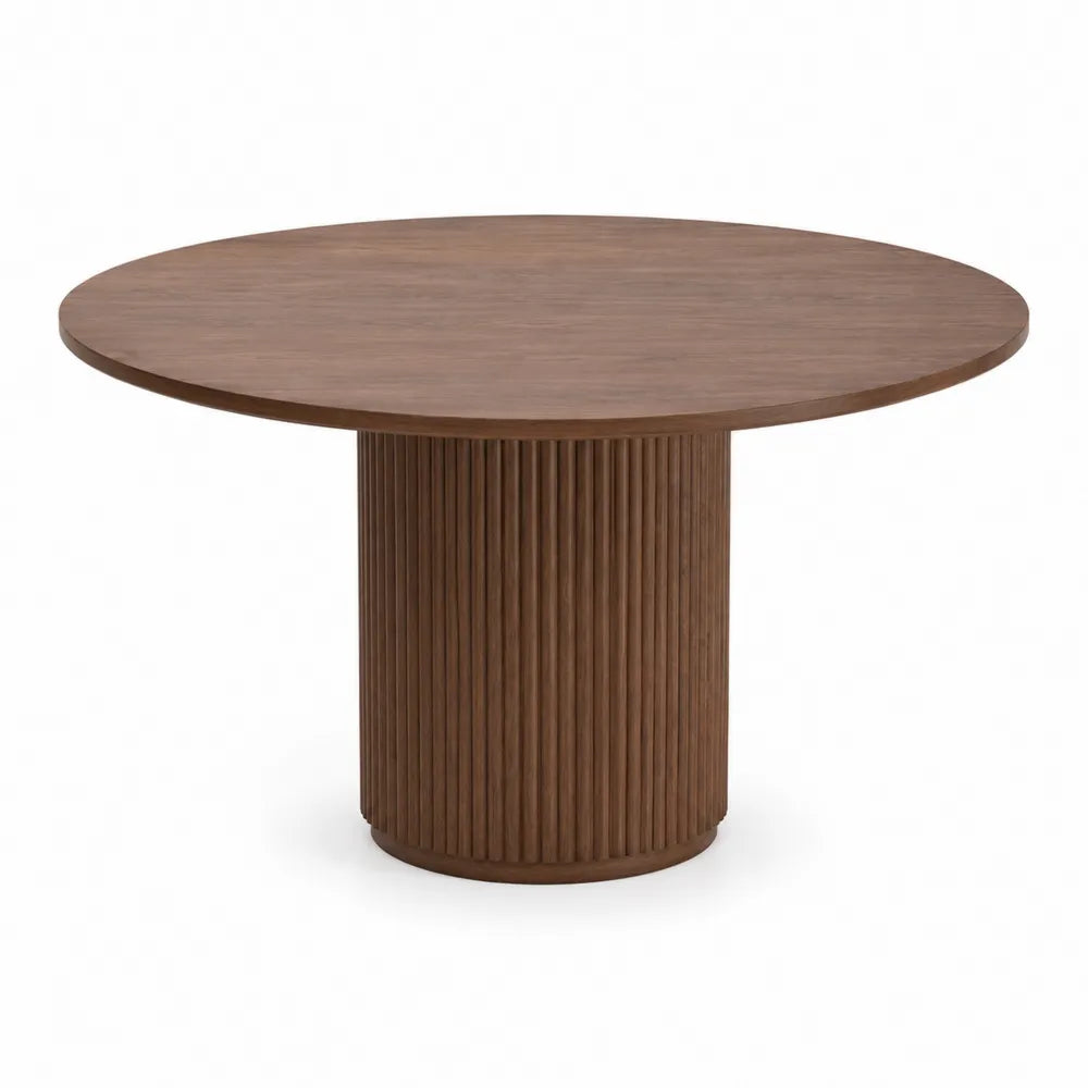 Mesa de comedor redonda de madera de nogal 120 cm