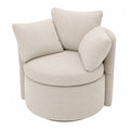 Sillón Circular Giratorio Beige de Tela de Poliéster