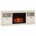 Mueble de TV blanco con chimenea eléctrica MDF 150x40x60 cm