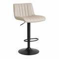 Taburete de bar ajustable en cuero sintético color crema con base de metal