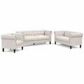 Conjunto de sofás Chesterfield tapizado en terciopelo beige