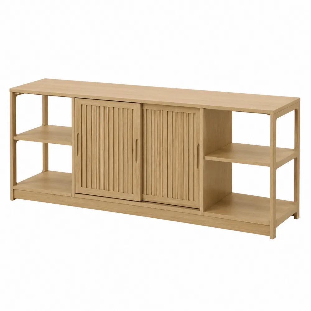 Aparador de madera de roble con puertas correderas 160x40x70 cm